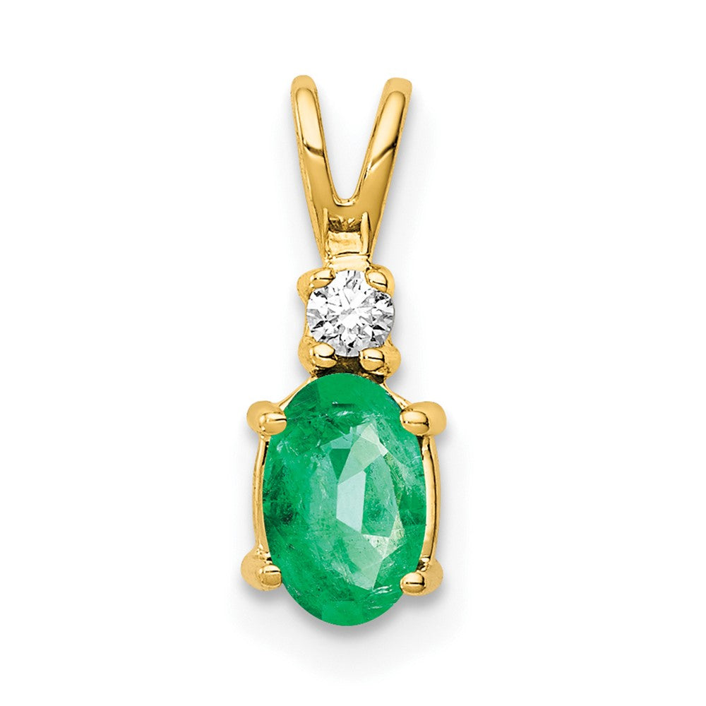 14k 6x4mm Oval Emerald A Diamond pendant