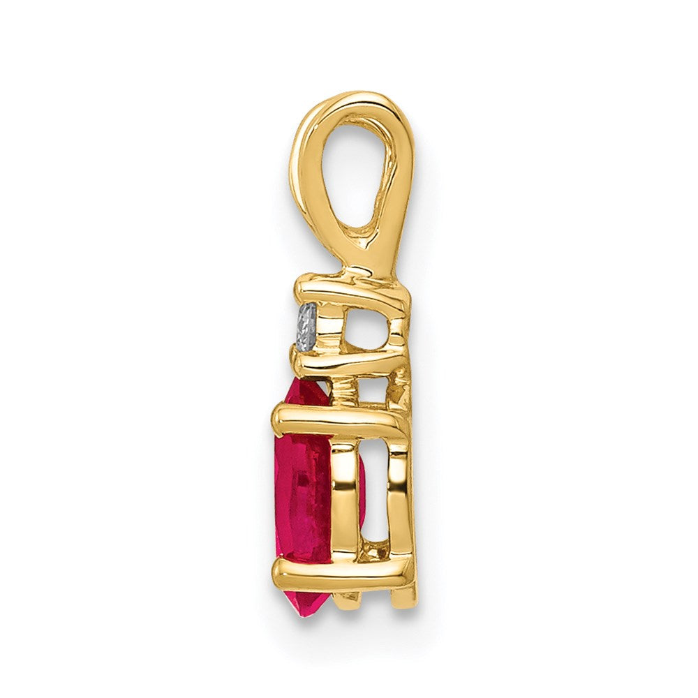14k 6x4mm Oval Ruby VS Diamond pendant