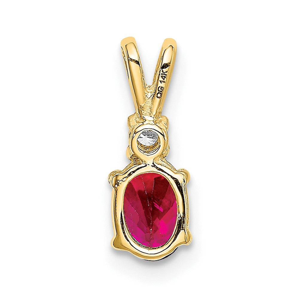 14k 6x4mm Oval Ruby AAA Diamond pendant