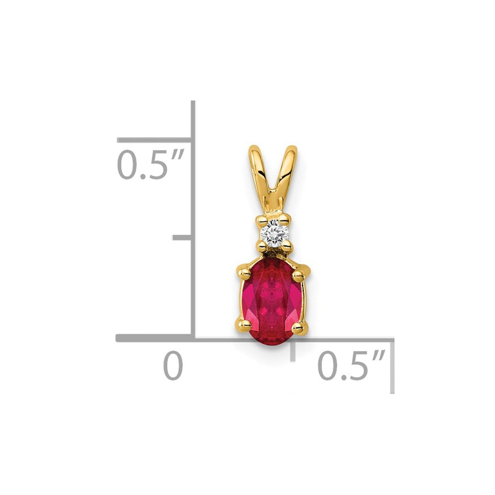 14k 6x4mm Oval Ruby AAA Diamond pendant