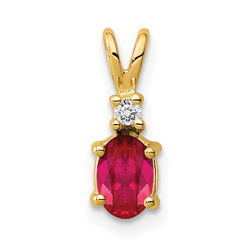 14k 6x4mm Oval Ruby AAA Diamond pendant