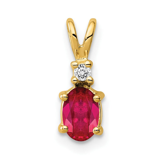 14k 6x4mm Oval Ruby A Diamond pendant