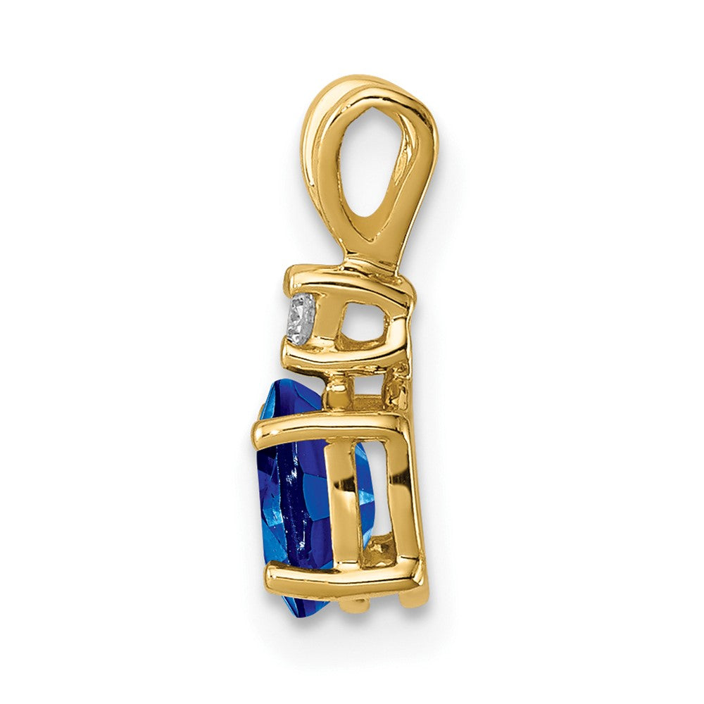 14k 6x4mm Oval Sapphire VS Diamond pendant