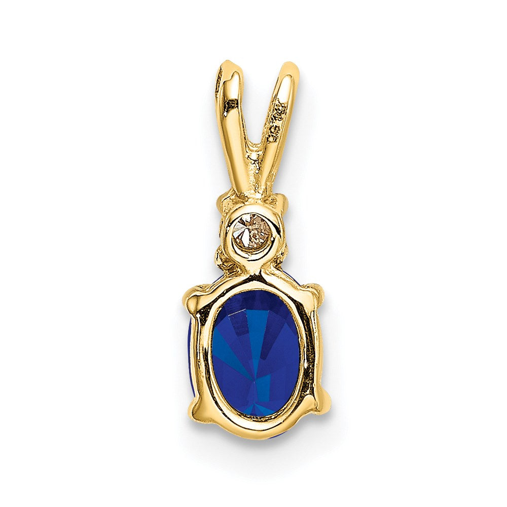 14k 6x4mm Oval Sapphire AAA Diamond pendant