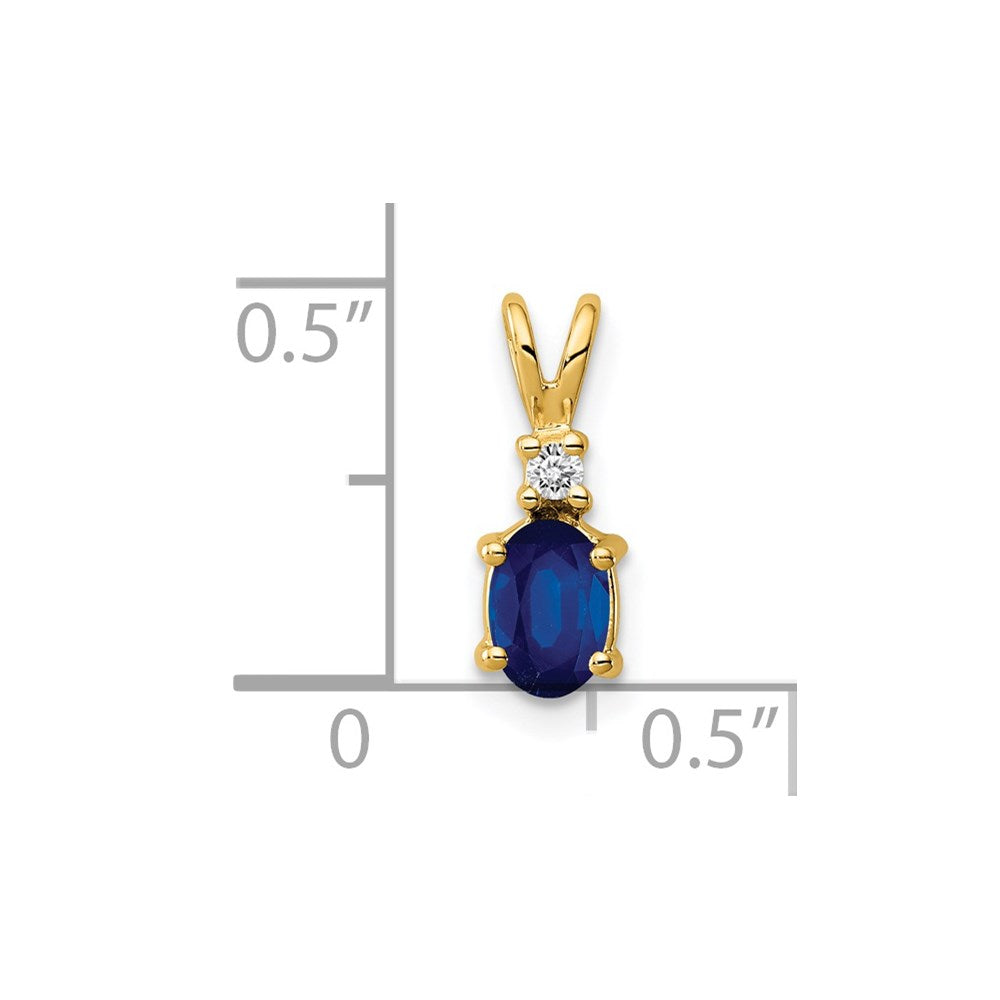 14k 6x4mm Oval Sapphire VS Diamond pendant
