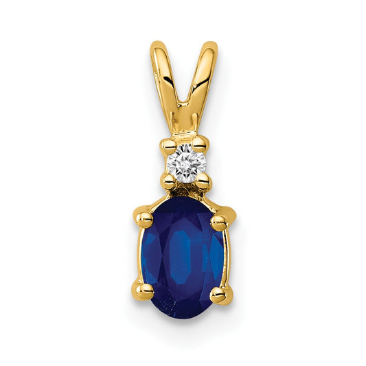 14k 6x4mm Oval Sapphire A Diamond pendant