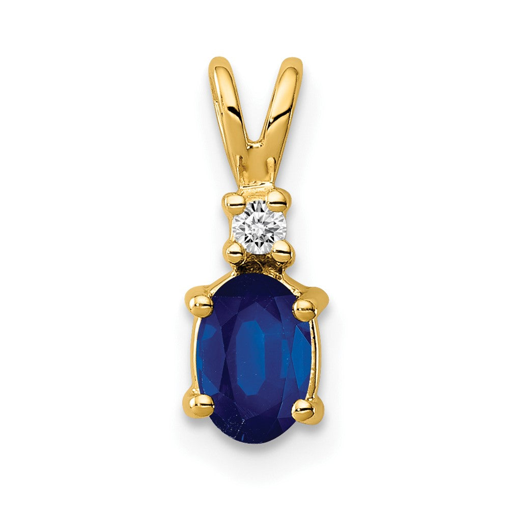 14k 6x4mm Oval Sapphire AAA Diamond pendant