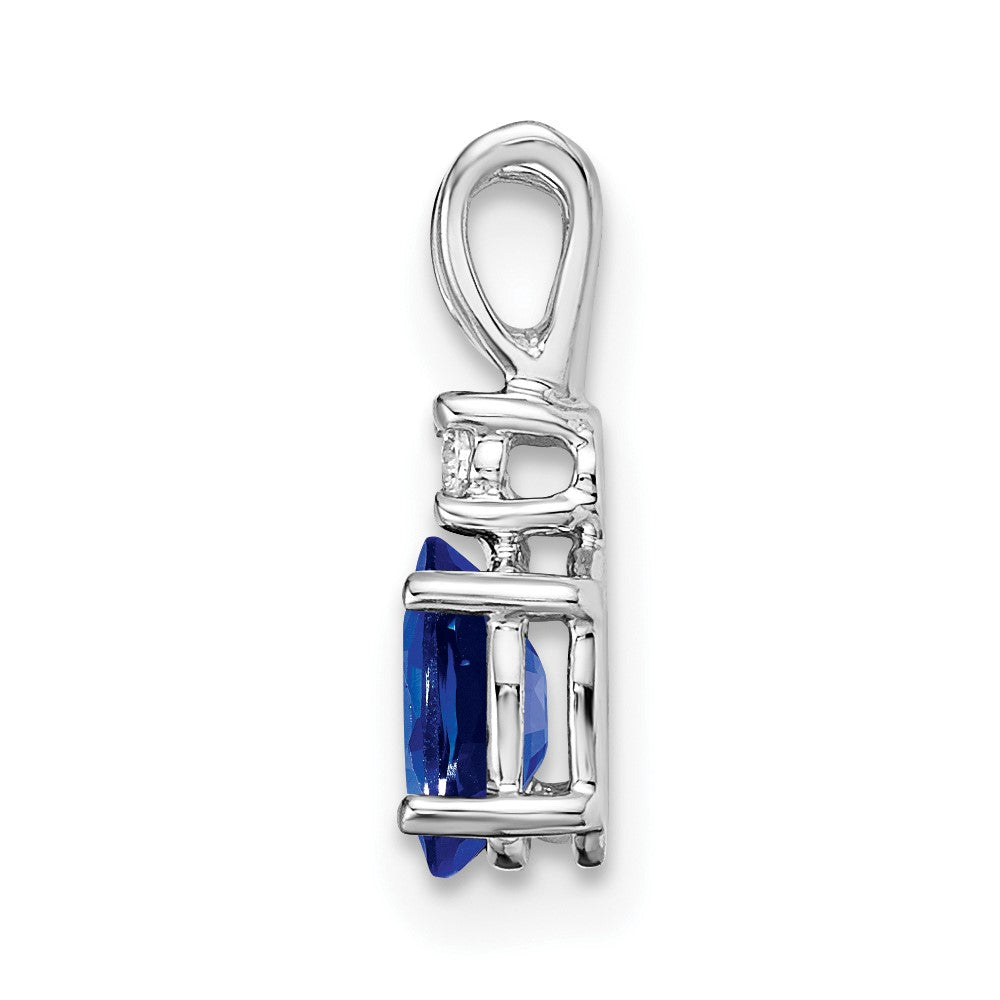 14k White Gold 6x4mm Oval Sapphire AAA Diamond pendant