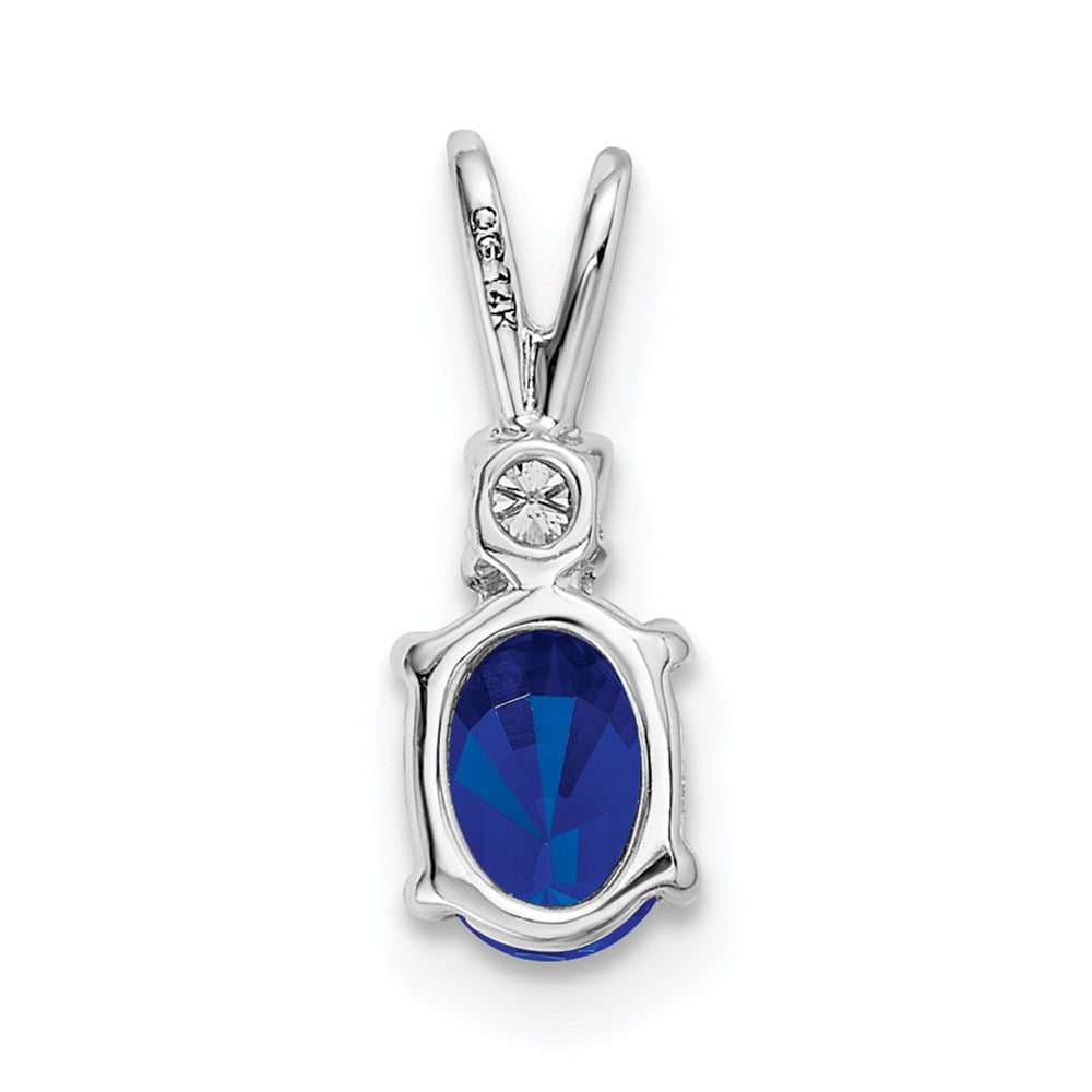 14k White Gold 6x4mm Oval Sapphire A Diamond pendant