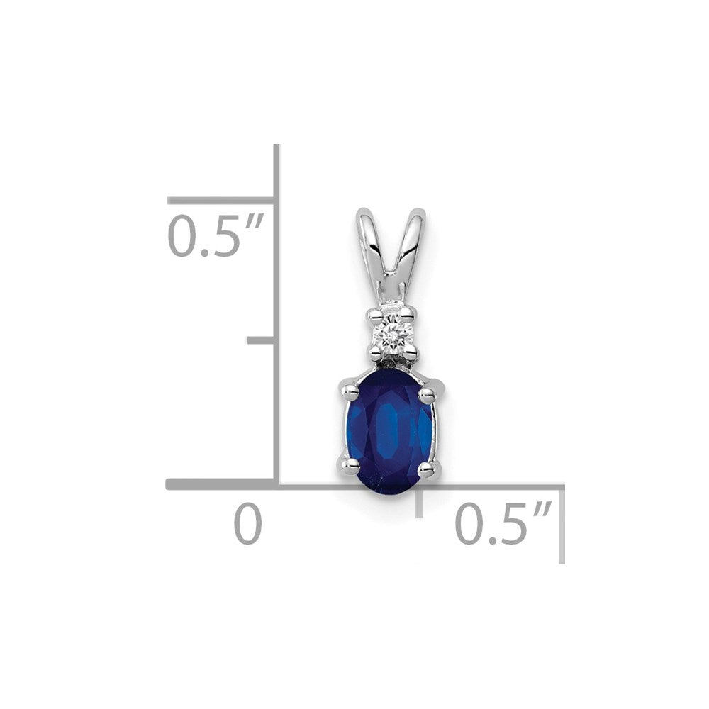 14k White Gold 6x4mm Oval Sapphire AAA Diamond pendant
