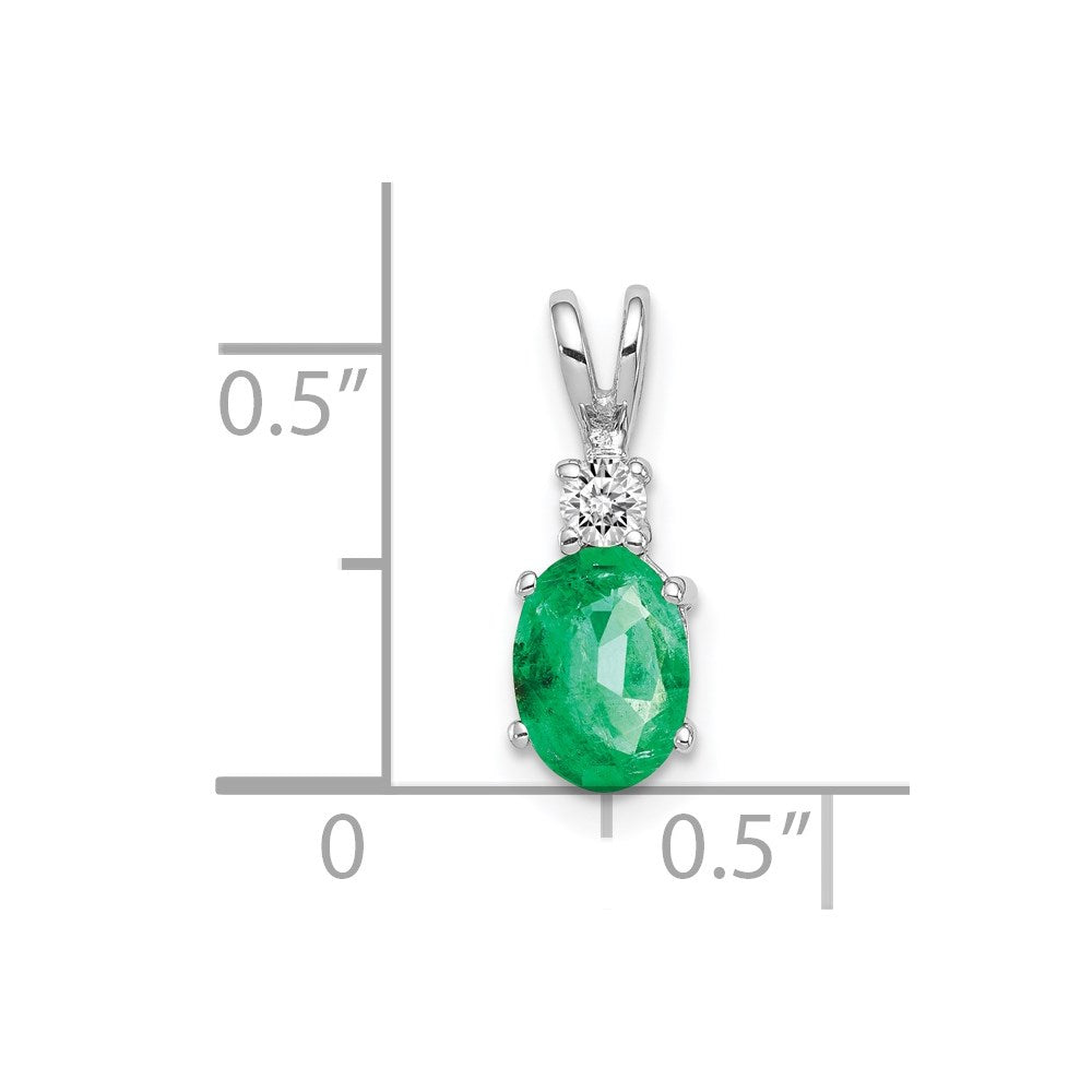 14k White Gold 7x5mm Oval Emerald VS Diamond pendant