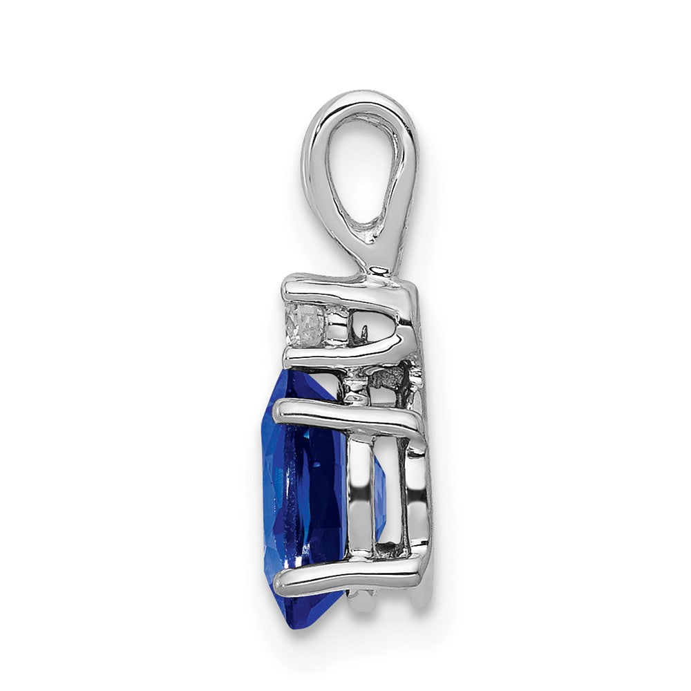 14k White Gold 7x5mm Oval Sapphire VS Diamond pendant