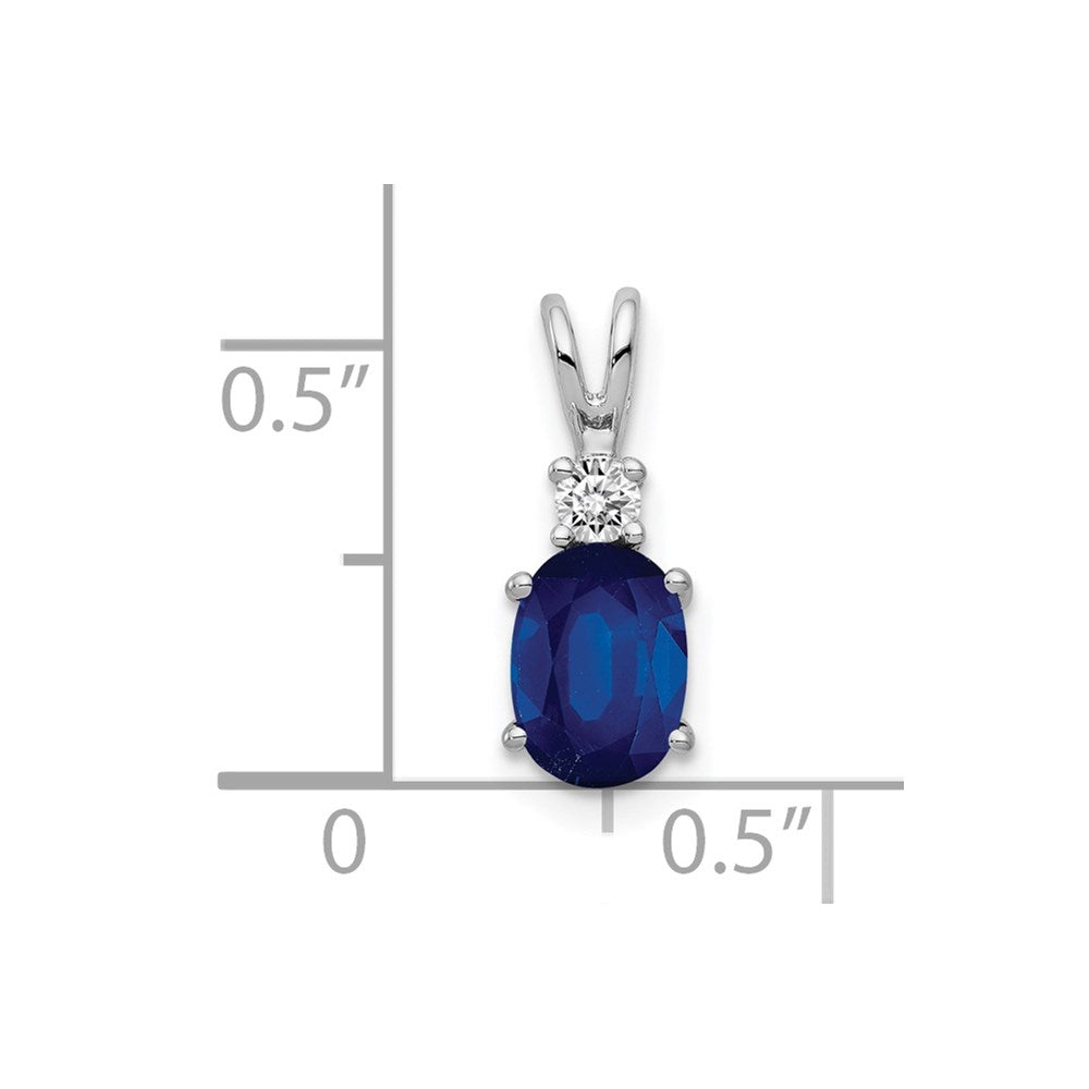 14k White Gold 7x5mm Oval Sapphire VS Diamond pendant