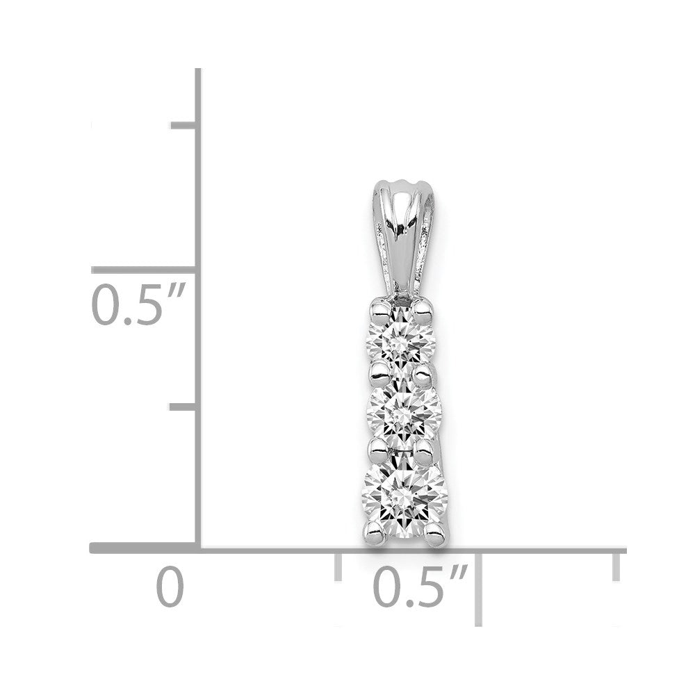 14k White Gold AA Diamond Small Three Stone Pendant