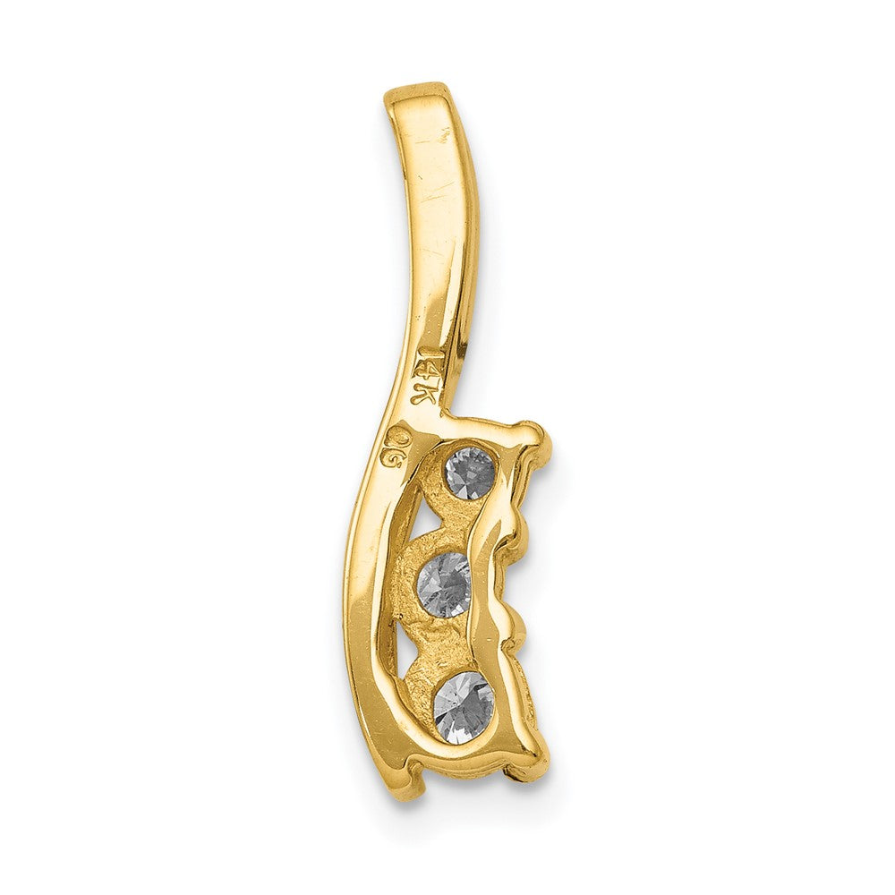 14k VS Diamond Small Three Stone Curved Bar Pendant