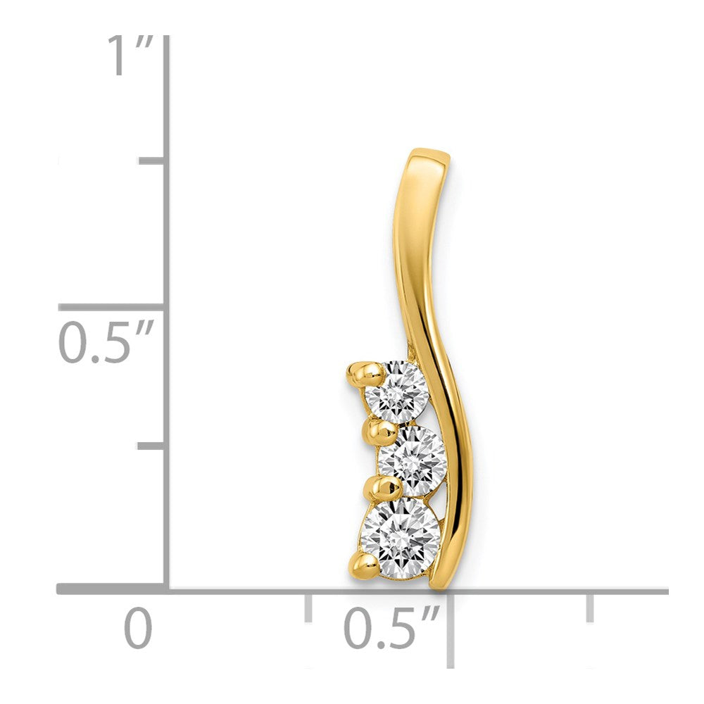 14k A Diamond Small Three Stone Curved Bar Pendant