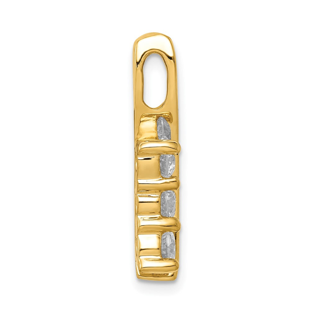 14k A Diamond Three Stone Curved Bar Pendant