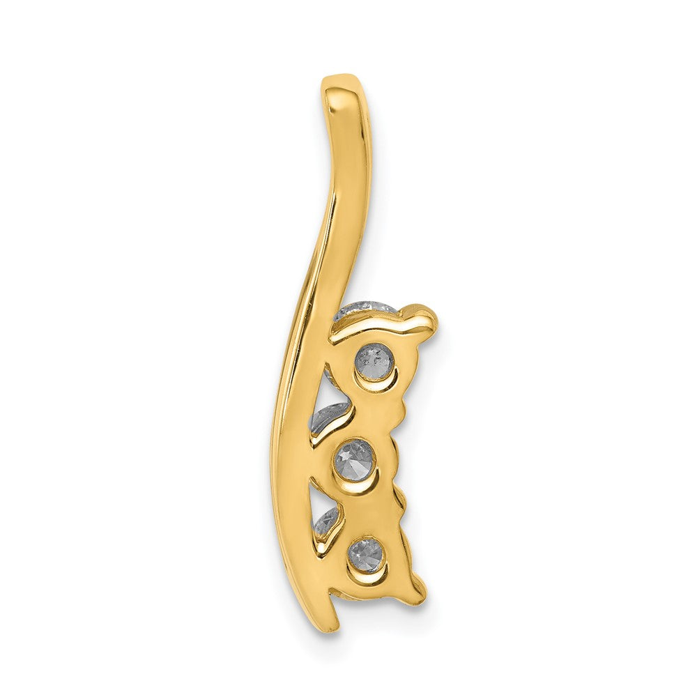 14k VS Diamond Three Stone Curved Bar Pendant