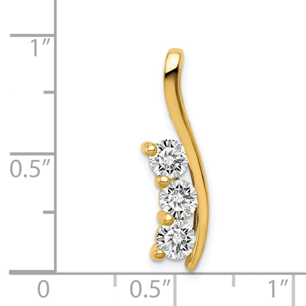 14k VS Diamond Three Stone Curved Bar Pendant