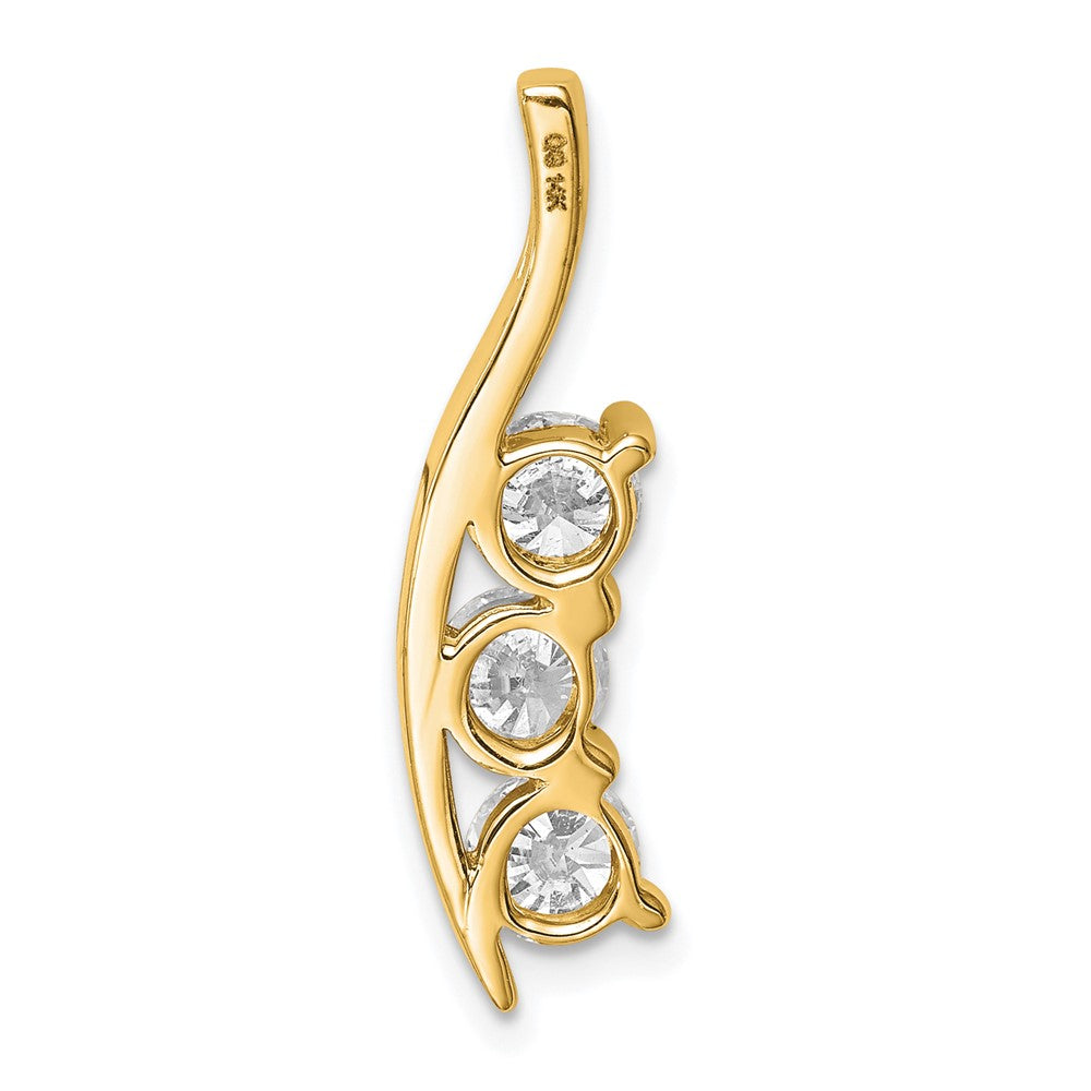 14k VS Diamond Large Three Stone Curved Bar Pendant