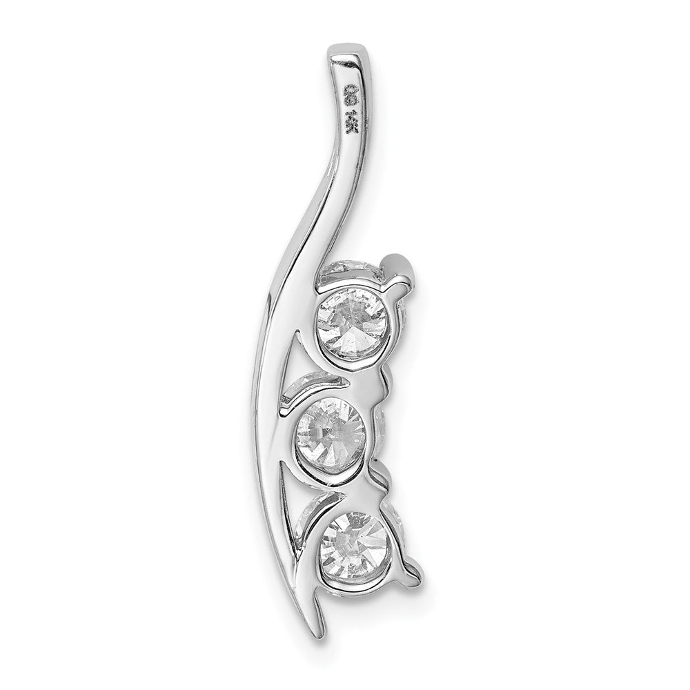 14k White Gold VS Diamond Large Three Stone Curved Bar Pendant
