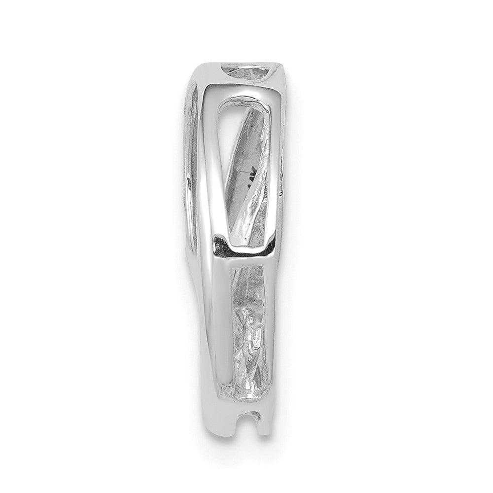 14k White Gold 3.2mm A Diamond Three Stone Circles Chain Slide