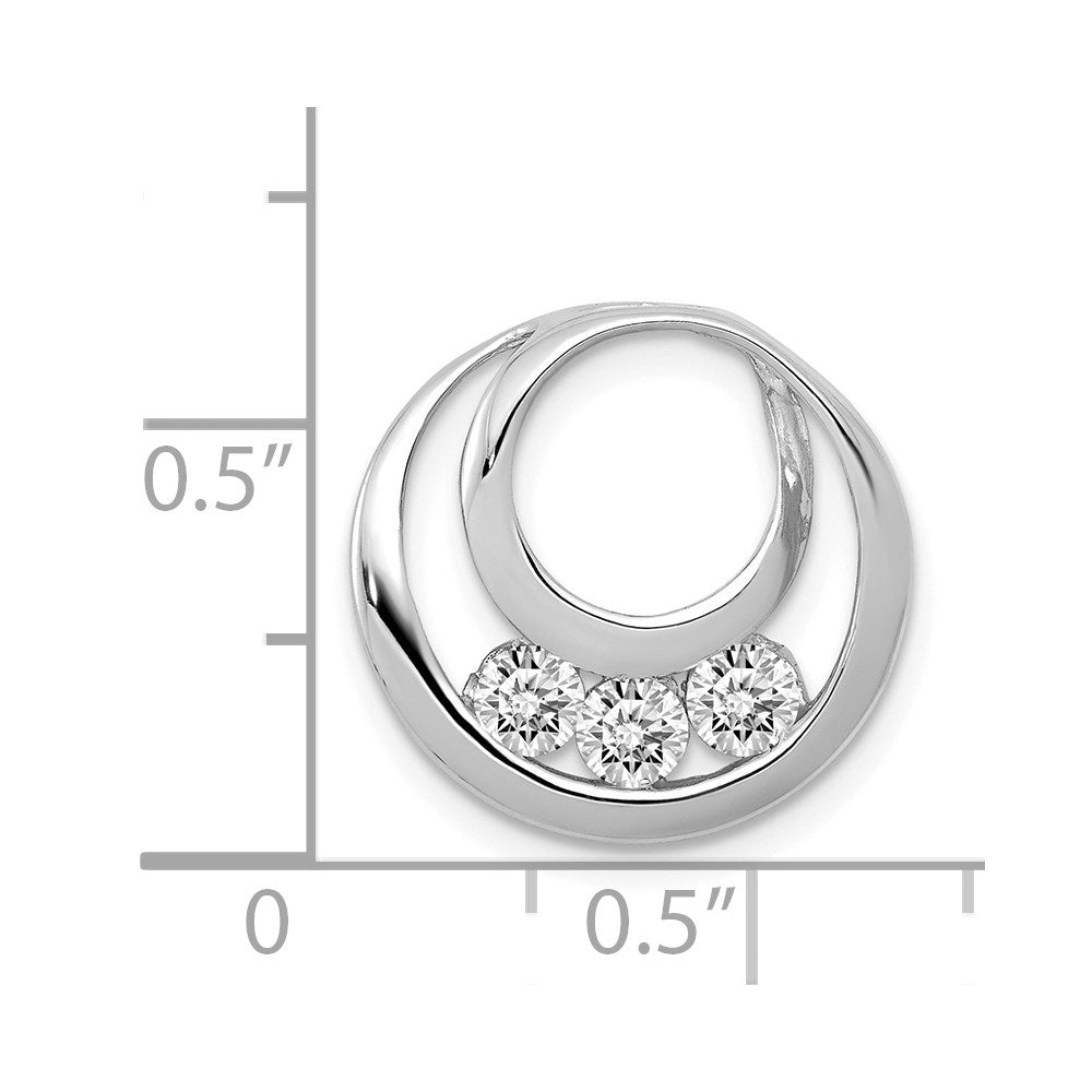 14k White Gold 3.2mm A Diamond Three Stone Circles Chain Slide
