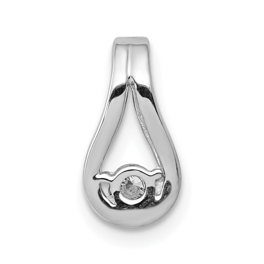 14k White Gold 2.8mm AAA Diamond Teardrop Shape Slide Pendant