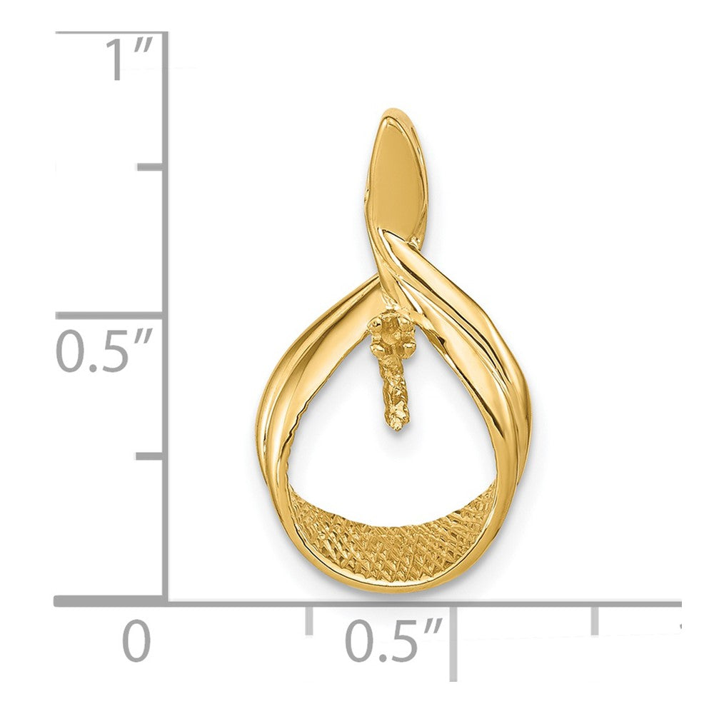 14k 7mm White Round Freshwater Cultured Pearl AA Diamond Pendant
