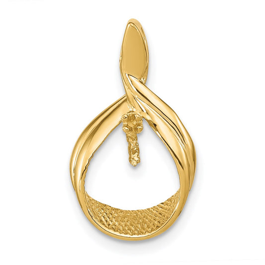 14k 7mm White Round Freshwater Cultured Pearl AA Diamond Pendant