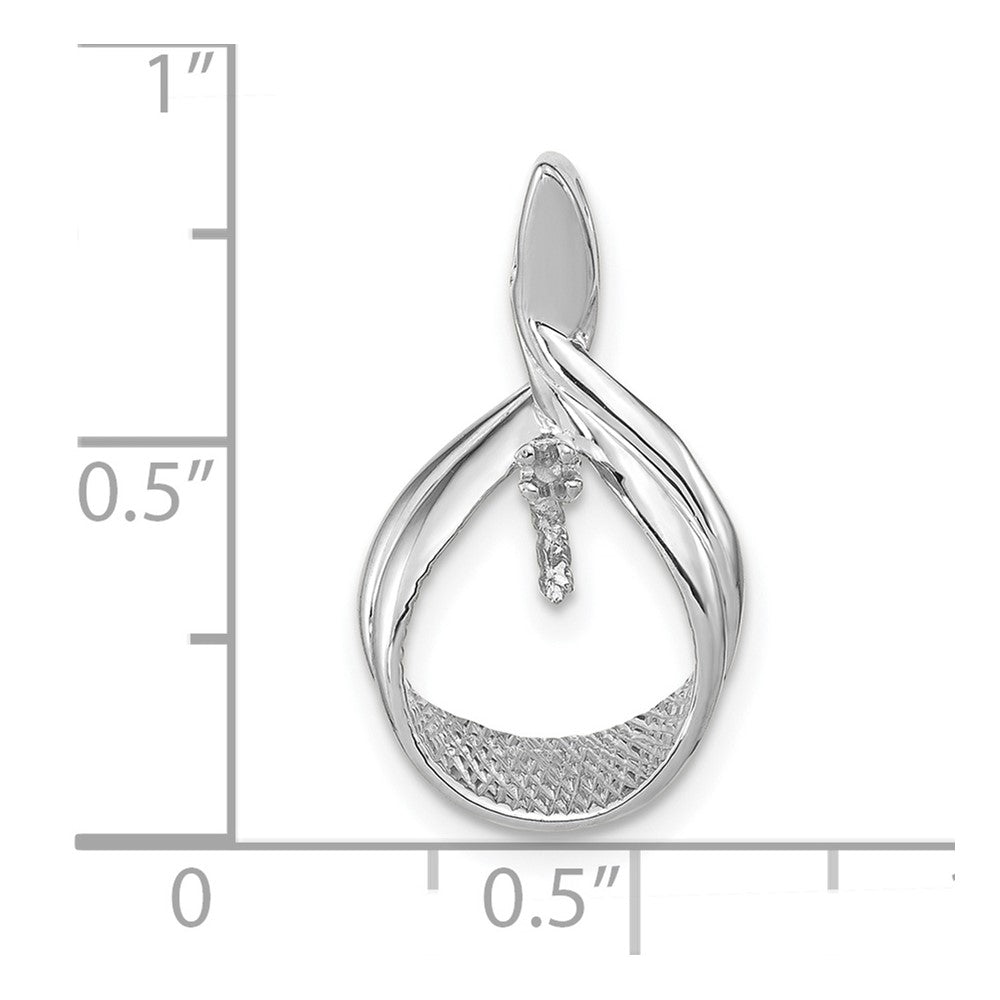 14k White Gold 7mm White Round Freshwater Cultured Pearl AA Diamond Pendant