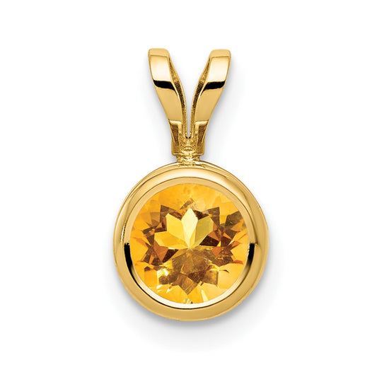 14k 6mm Citrine bezel pendant
