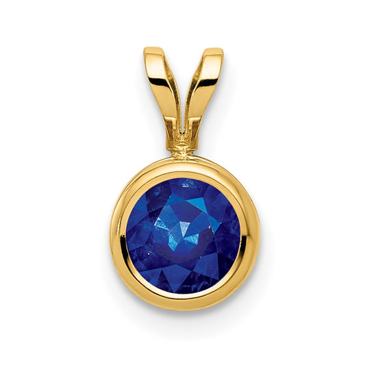 14k 6mm Sapphire bezel pendant