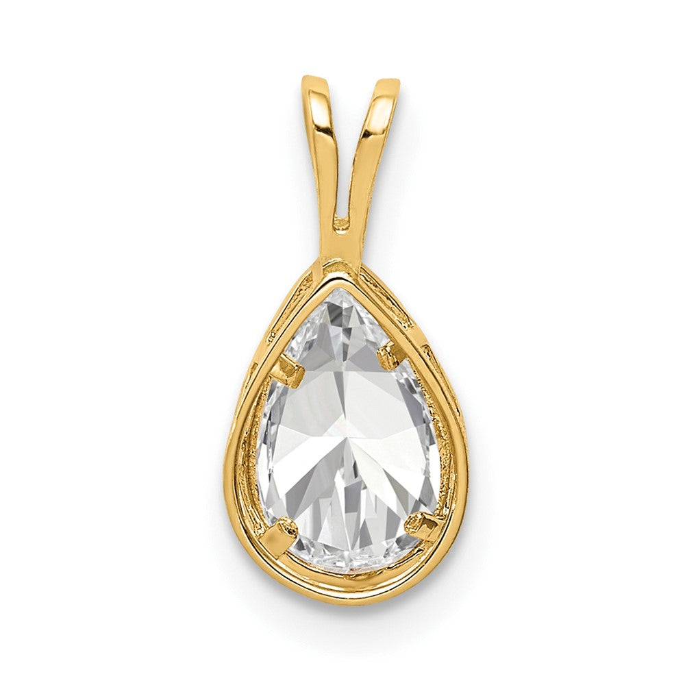 14k 8x5mm Pear Cubic Zirconia bezel pendant