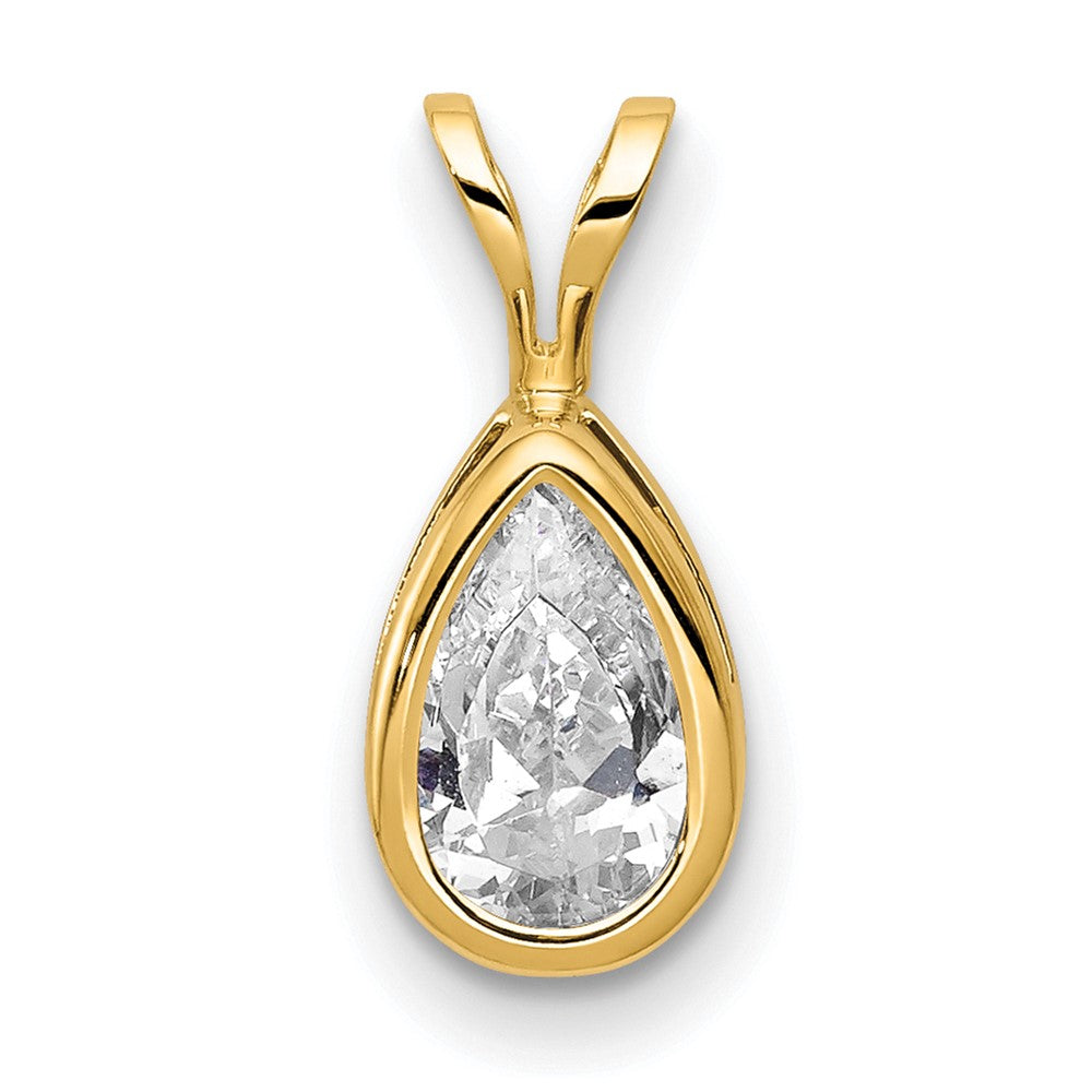 14k 8x5mm Pear Cubic Zirconia bezel pendant