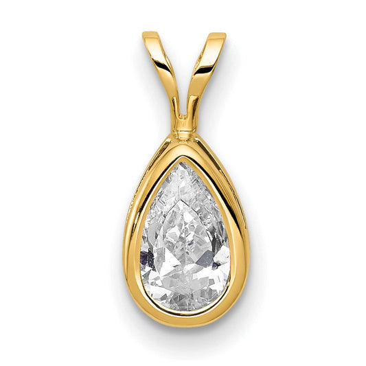 14k 8x5mm Pear Cubic Zirconia bezel pendant
