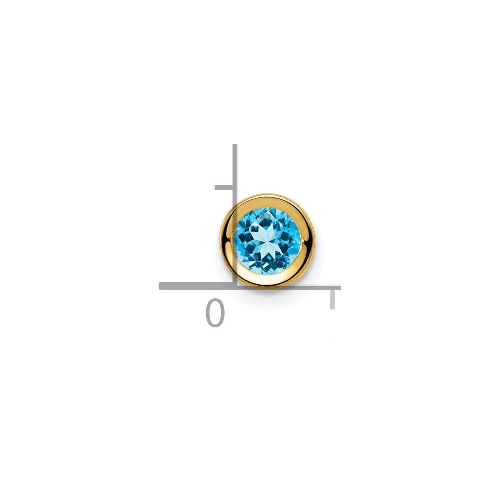 14k 5mm Blue Topaz bezel pendant