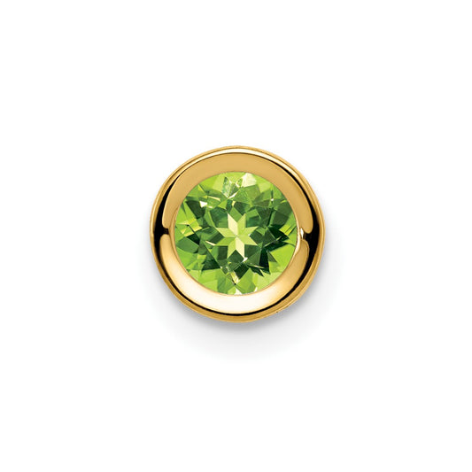 14k 5mm Peridot bezel pendant