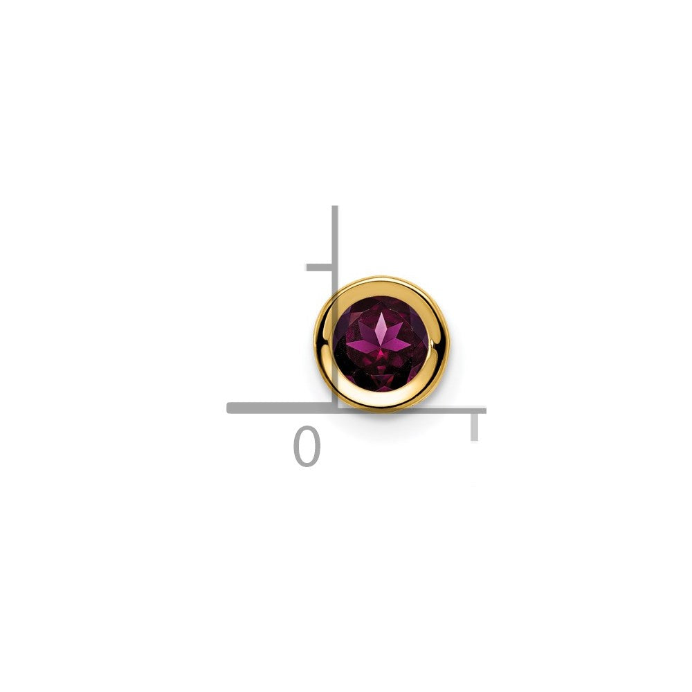 14k 5mm Rhodolite Garnet bezel pendant