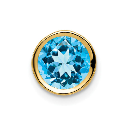 14k 7mm Blue Topaz bezel pendant