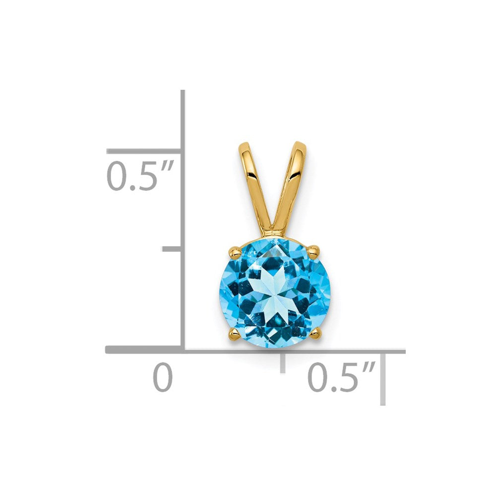 14k 7mm Blue Topaz pendant