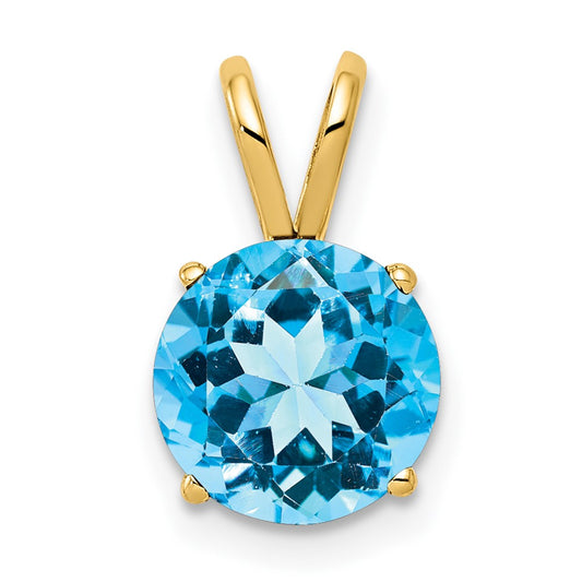 14k 8mm Blue Topaz pendant