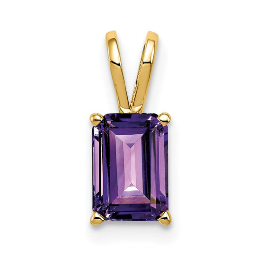 14k 7x5mm Emerald Cut Amethyst pendant