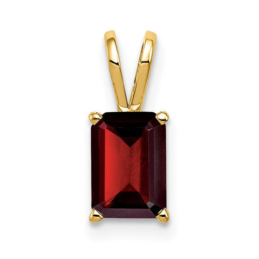 14k 7x5mm Emerald Cut Garnet pendant