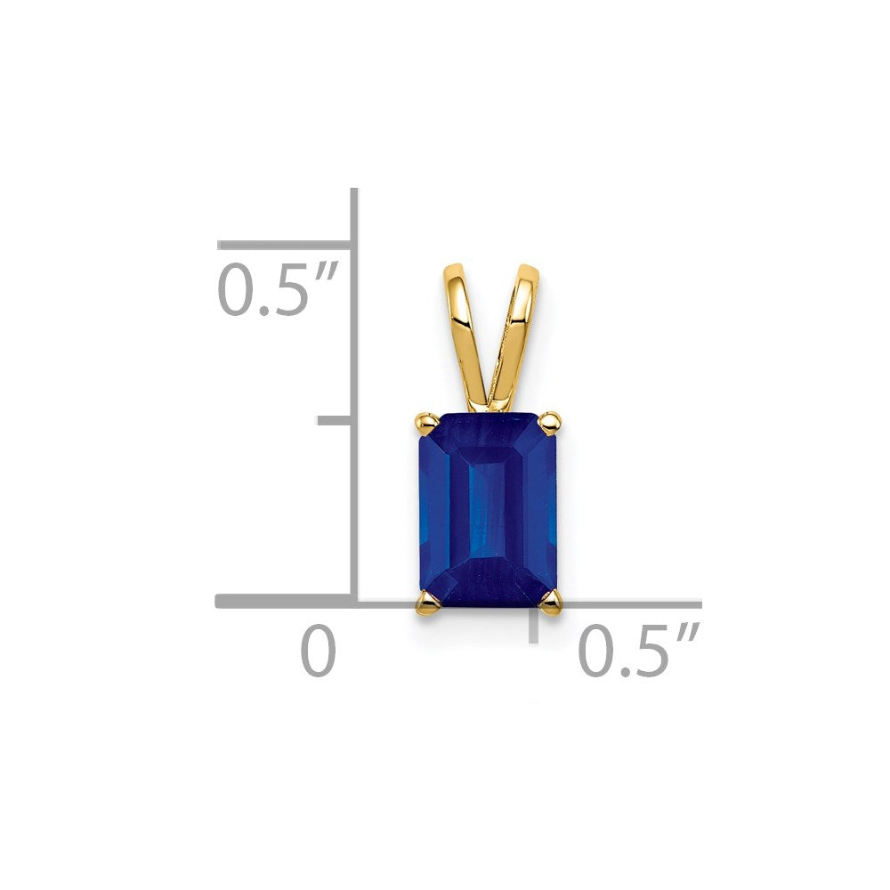 14k 7x5mm Emerald Cut Sapphire pendant