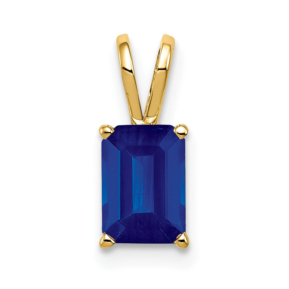 14k 7x5mm Emerald Cut Sapphire pendant