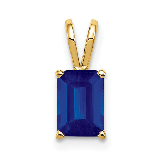 14k 7x5mm Emerald Cut Sapphire pendant