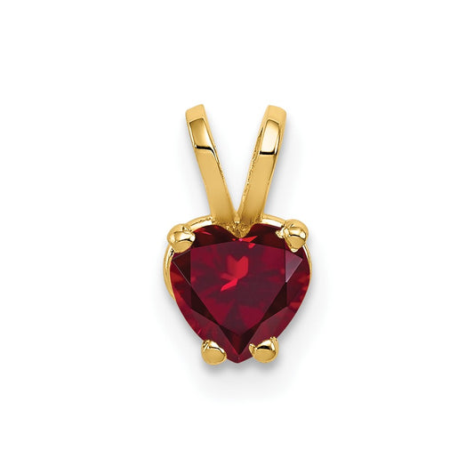 14k 5mm Heart Created Ruby pendant