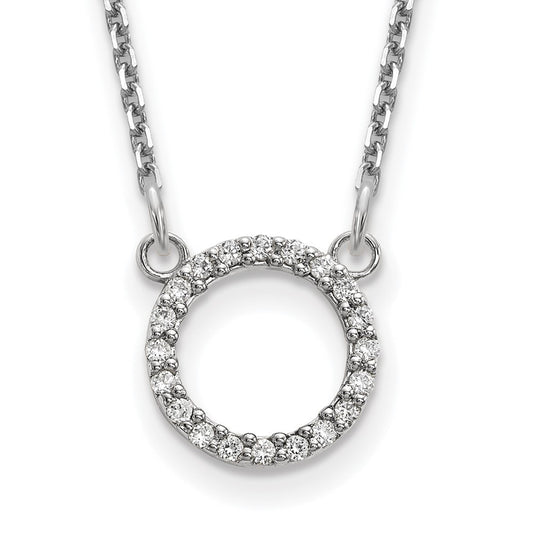 14k White Gold Diamond Open Circle Necklace