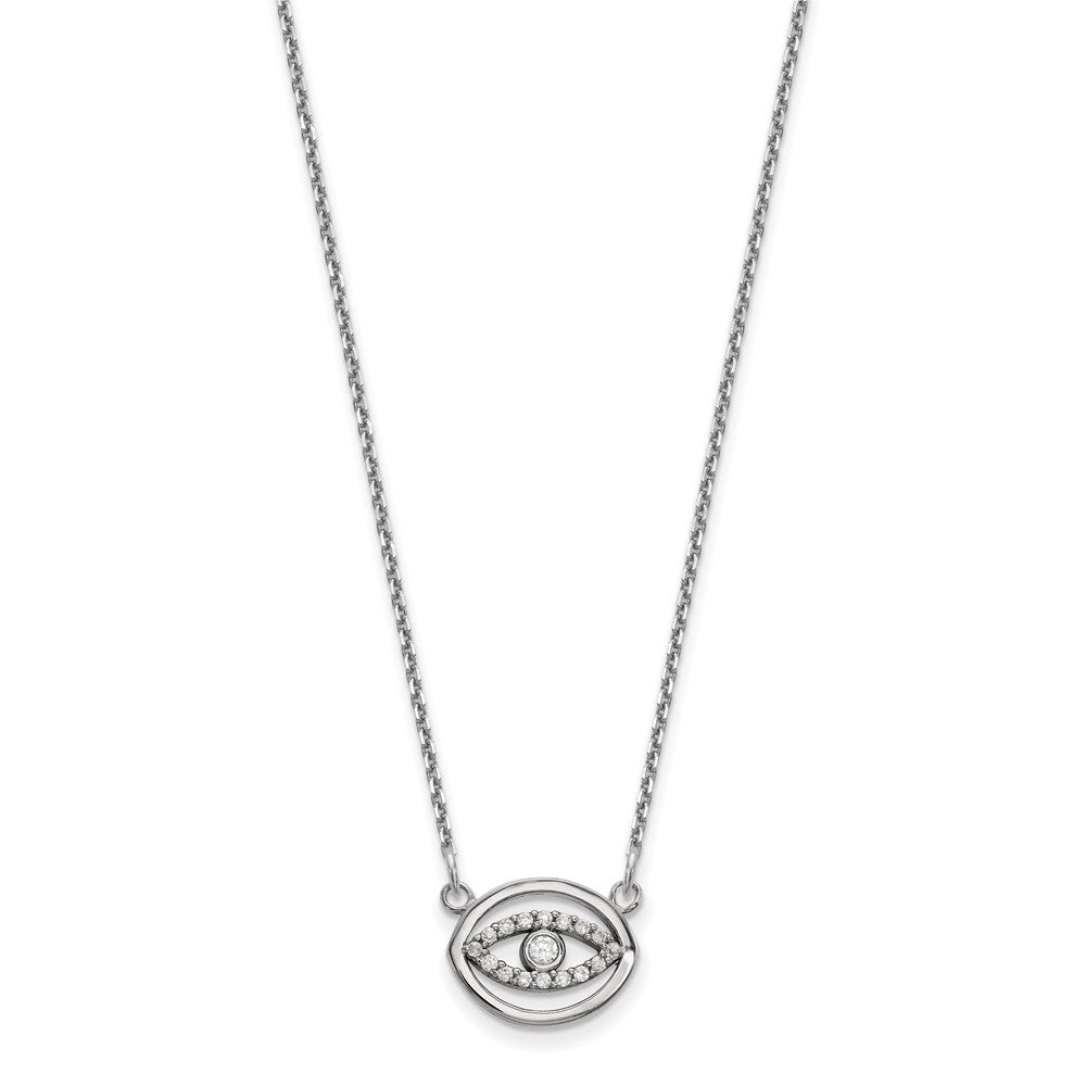 14k White Gold Small Necklace Diamond Gold Halo Evil Eye